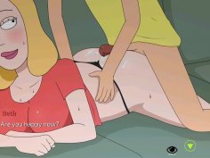 Morty gets an assjob from beth on the sofa - rick morty cartoon