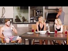 Two sexy blondes cheat with a threesome