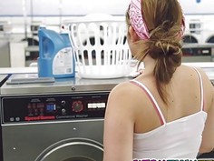 The Spinning Action Turns Her On At The Laundromat